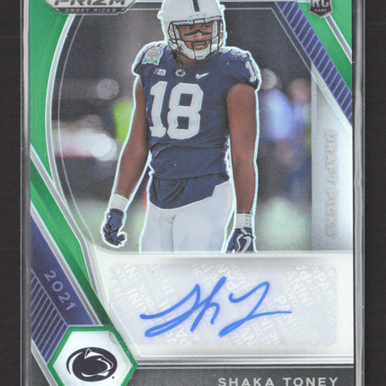 2021 Panini Prizm Draft Picks Shaka Toney #DPA-SHA Green RC Auto