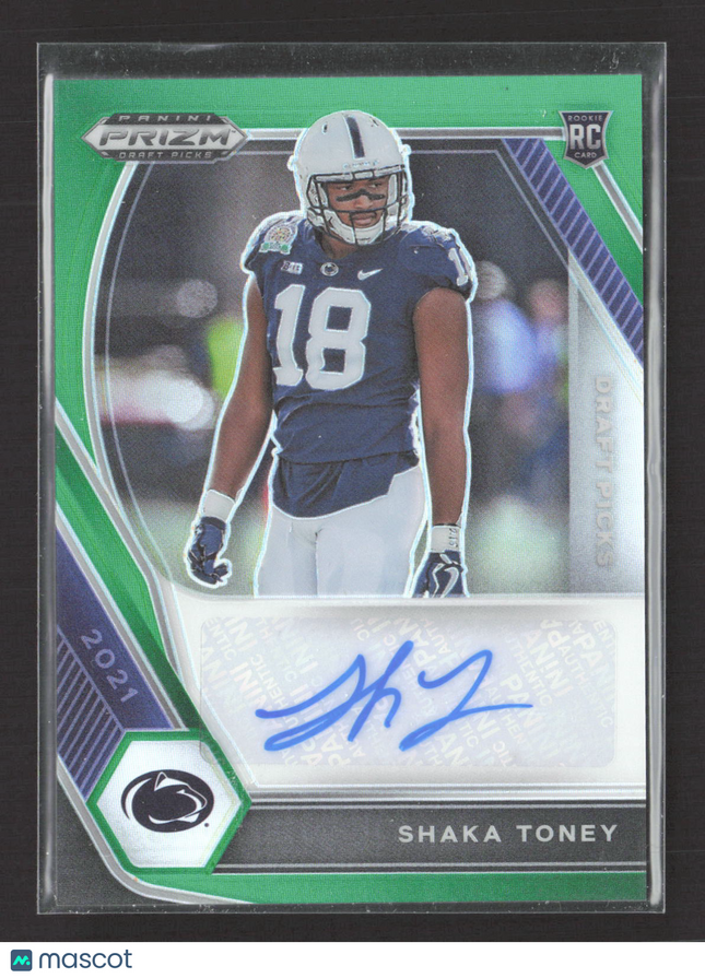 2021 Panini Prizm Draft Picks Shaka Toney #DPA-SHA Green RC Auto