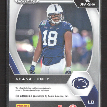 2021 Panini Prizm Draft Picks Shaka Toney #DPA-SHA Green RC Auto