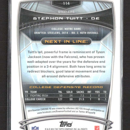 2014 Bowman Chrome Stephon Tuitt #114 RC Black /299