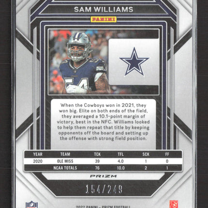2023 Panini Prizm Sam Williams #393 Orange RC 154/249