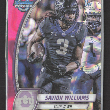 2024 Bowman Chrome University Savion Williams #160 Pink Refractor 1st Bowman