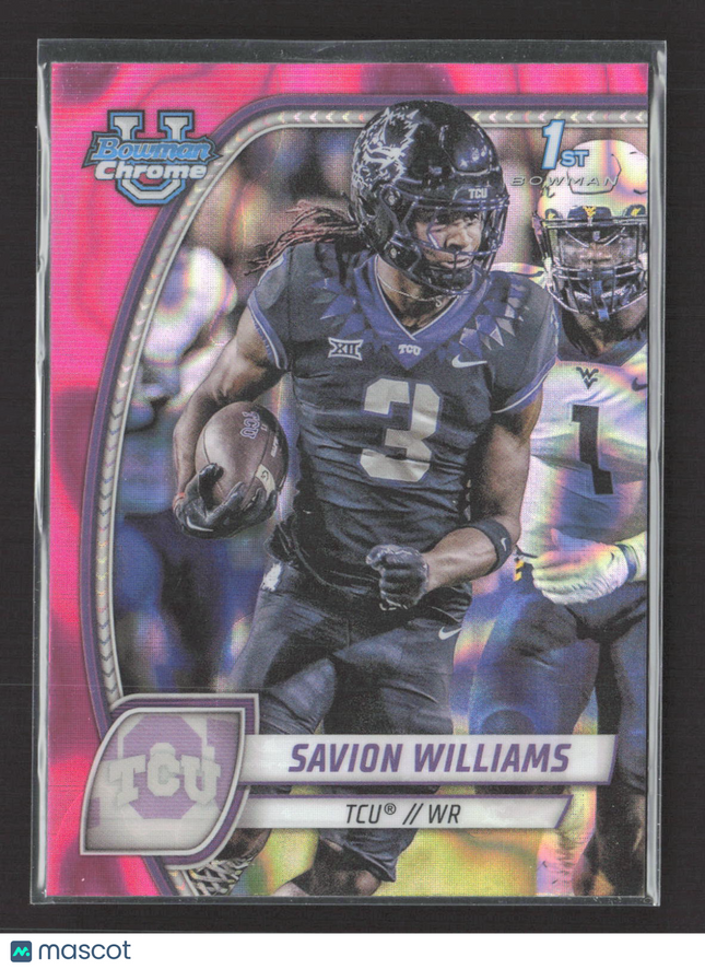 2024 Bowman Chrome University Savion Williams #160 Pink Refractor 1st Bowman
