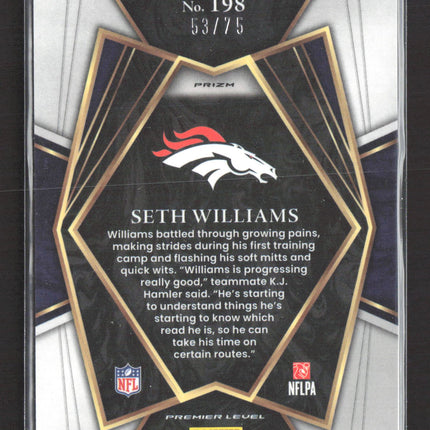 2022 Panini Select Prizm Premier Level Seth Williams #198 Purple RC 53/75