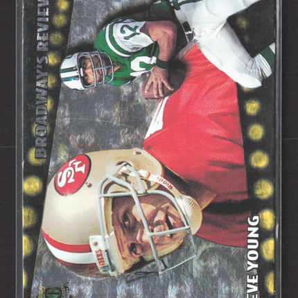 1996 Topps Broadway's Review Joe Namath Steve Young #BR7 Refractor
