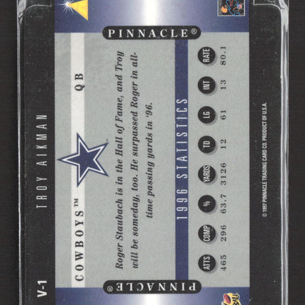 1997 Pinnacle V2 Troy Aikman #V-1