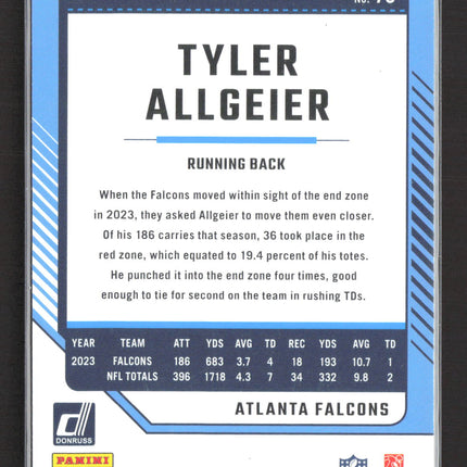 2024 Panini Donruss Football Tyler Allgeier #79 Press Proof Red 043/100