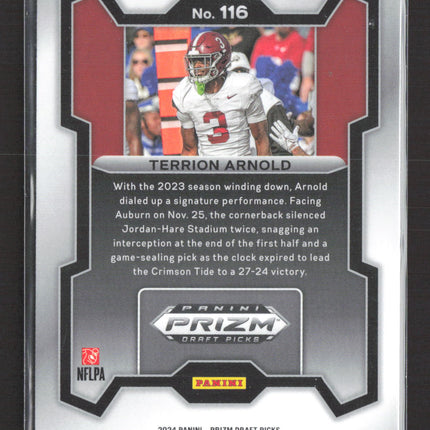 2024 Panini Prizm Draft Picks Terrion Arnold #116 Red ice RC