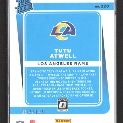 2021 Panini Donruss Optic Prizm Tutu Atwell #220 Disco 092/125