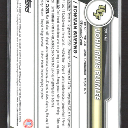 2023 Bowman Chrome University John Rhys Plumlee #104 / 1st Bowman