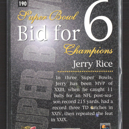 1996 Pinnacle Bid for 6 Jerry Rice #190