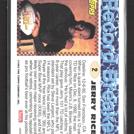 1993 Topps Record Breaker Jerry Rice #2