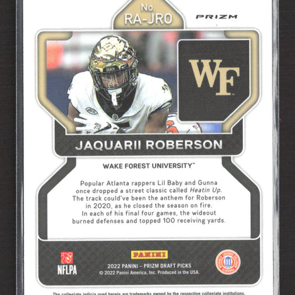 2022 Panini Prizm Draft Picks Jaquarii Roberson #RA-JRO Auto Silver