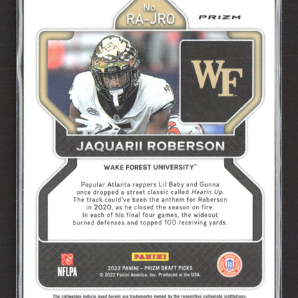 2022 Panini Prizm Draft Picks Jaquarii Roberson #RA-JRO Prism Auto