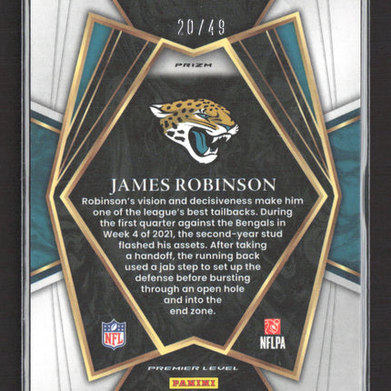 2022 Panini Select Prizm Premier Level James Robinson #117 Green 20/49