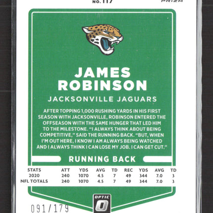 2021 Panini Donruss Optic Football James Robinson #117 Blue 091/179