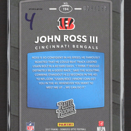 2017 Panini Donruss Optic Prizm John Ross III #194 Orange 029/199
