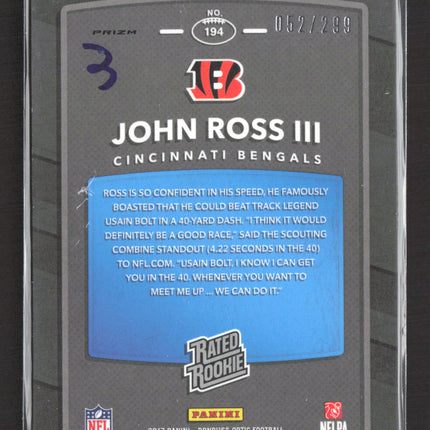 2017 Panini Donruss Optic John Ross III #194 Blue Prizm 052/299