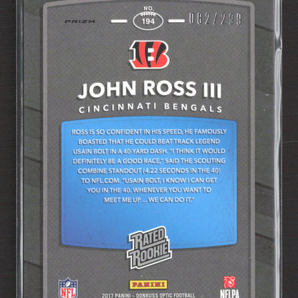 2017 Panini Donruss Optic Prizm John Ross III #194 Blue 082/299
