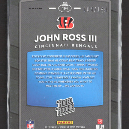 2017 Donruss Optic Prizm John Ross III #194 Blue 004/149