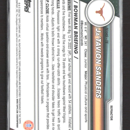 2023 Bowman Chrome University Ja'Tavion Sanders #158 Refractor