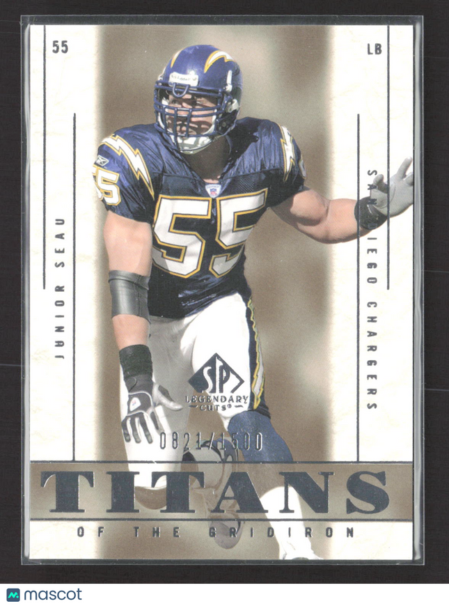 2002 Upper Deck SP Legendary Cuts Titans of the Gridiron Junior Seau #108 /1500