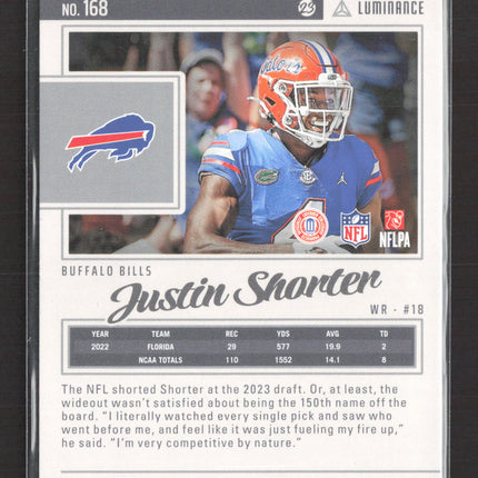 2023 Panini Luminance Football Justin Shorter #168 RC /200