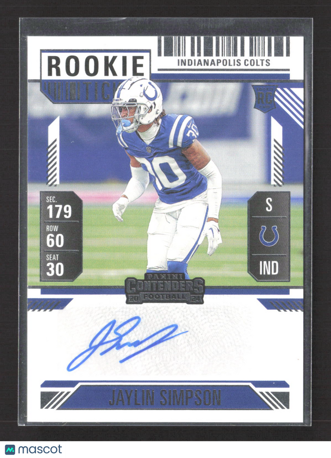 2025 Panini Contenders Football Jaylin Simpson #277 Auto