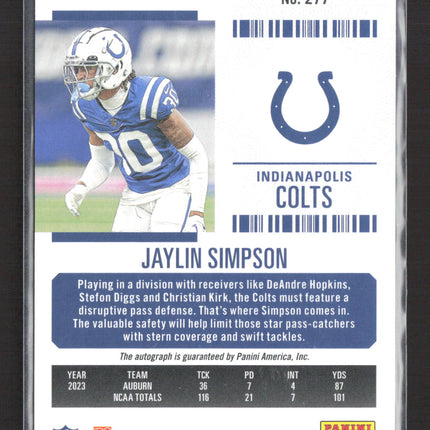 2025 Panini Contenders Football Jaylin Simpson #277 Auto