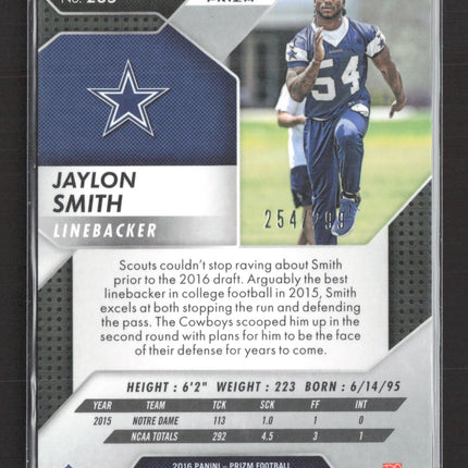 2016 Panini Prizm Football Jaylon Smith #285 Orange RC /299