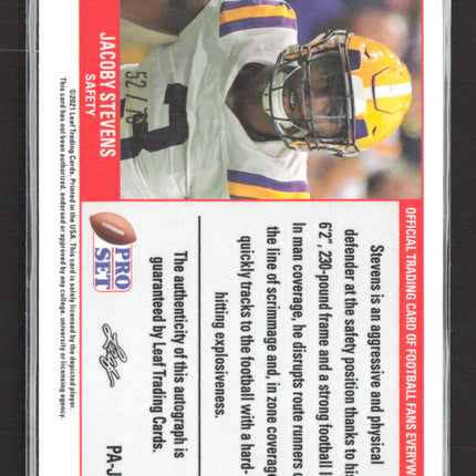 2021 Leaf Pro Set Jacoby Stevens #PA-JS1 RC 2 / 75 Auto