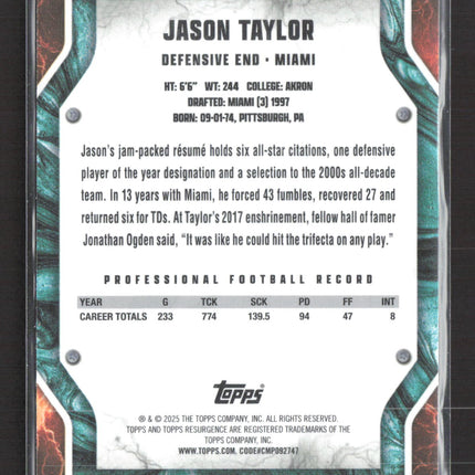 2025 Topps Resurgence Jason Taylor #59 Aqua