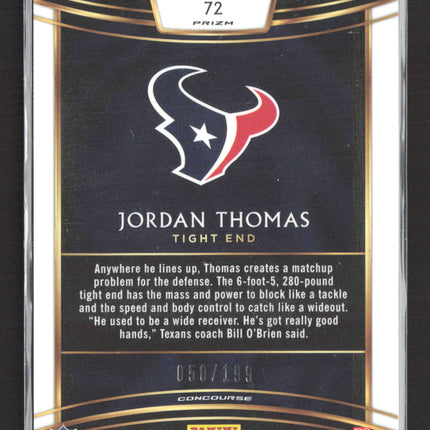 2019 Panini Select Concourse Jordan Thomas #72 Tri Color 050/199 RC