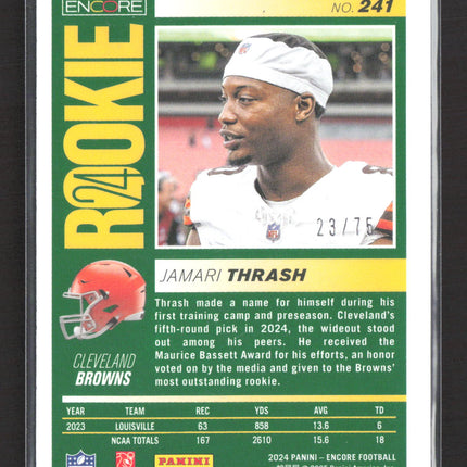 2025 Panini Encore Pinnacle Jamari Thrash #241 Purple RC /75