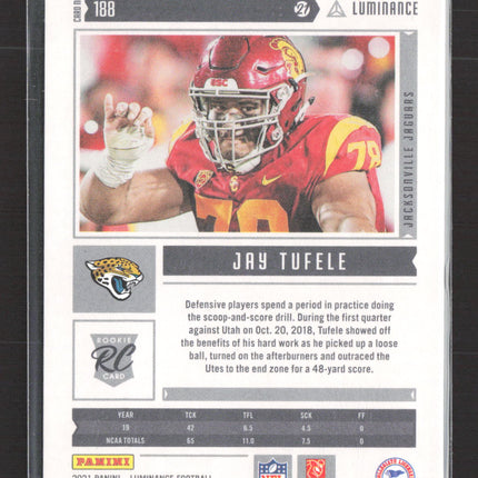 2021 Panini Luminance Football Jay Tufele #188 RC 213/299