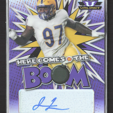 2021 Leaf Valiant Here Comes The Boom Jaylen Twyman #HCB-JT1 Purple 24/25 Auto