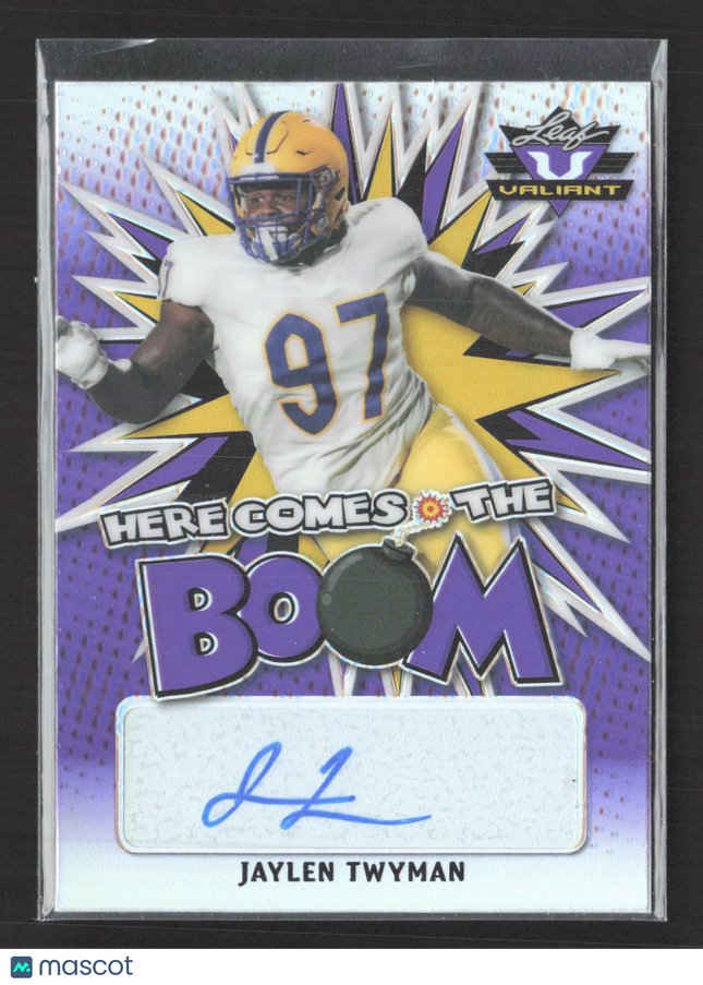 2021 Leaf Valiant Here Comes The Boom Jaylen Twyman #HCB-JT1 Purple 24/25 Auto