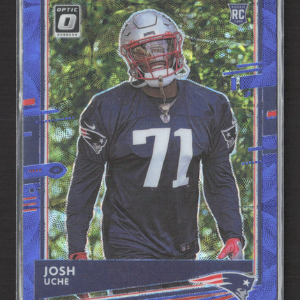 2020 Panini Donruss Optic Prizm Josh Uche #157 Blue Scope RC