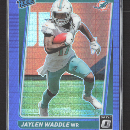 2021 Panini Donruss Optic Jaylen Waddle #208 Blue Hyper
