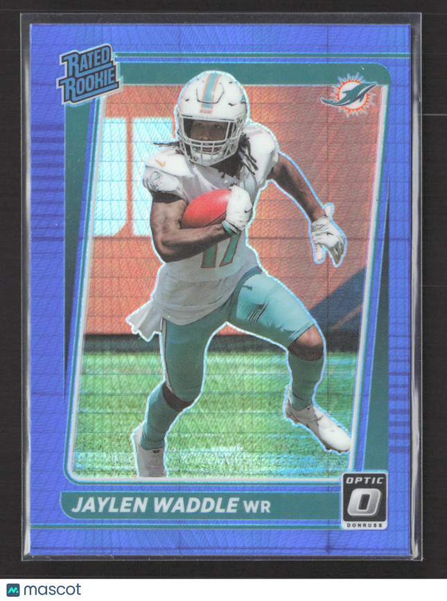 2021 Panini Donruss Optic Jaylen Waddle #208 Blue Hyper