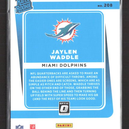 2021 Panini Donruss Optic Jaylen Waddle #208 Blue Hyper