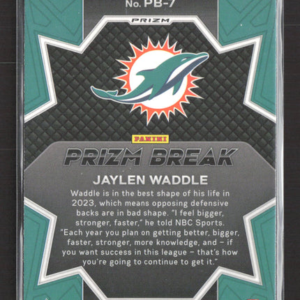 2023 Panini Prizm Prizm Break Jaylen Waddle #PB-7 Green Ice