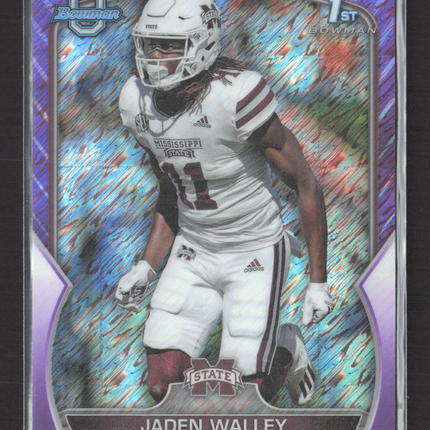 2022 Bowman University Jaden Walley #15 Purple Shimmer Refractor