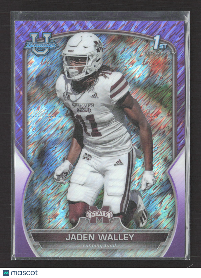 2022 Bowman University Jaden Walley #15 Purple Shimmer Refractor