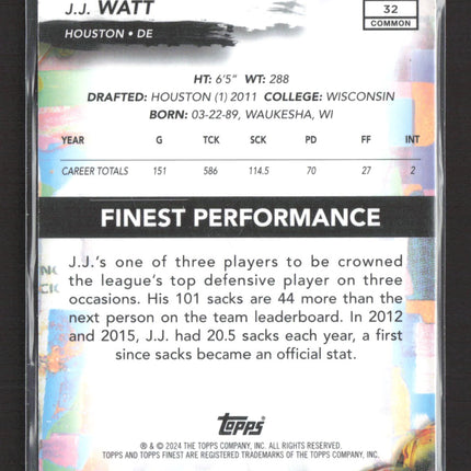 2024 Topps Finest J.J. Watt #32 Blue Xfractor 42/99
