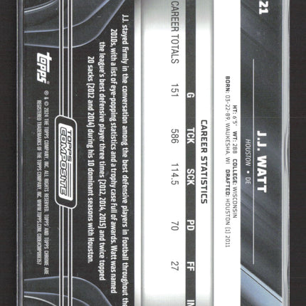 2024 Topps Composite Topps Chrome Black J.J. Watt #121 Base
