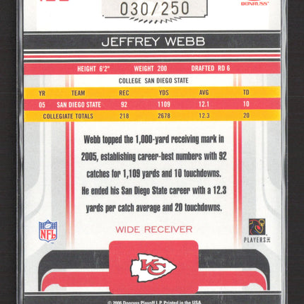 2006 Donruss Gridiron Gear Jeffrey Webb #158 030/250 Auto