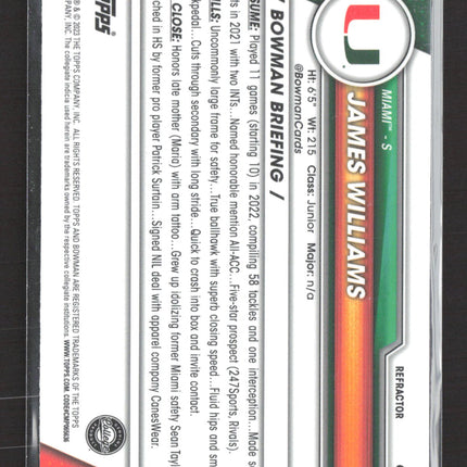 2023 Bowman University Chrome James Williams #65 Refractor /