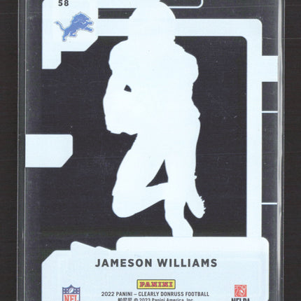 2023 Panini Clearly Donruss Football Jameson Williams #58
