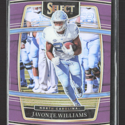 2022 Panini Select Draft Picks Prizm Concourse Javonte Williams #64 Purple 59/75